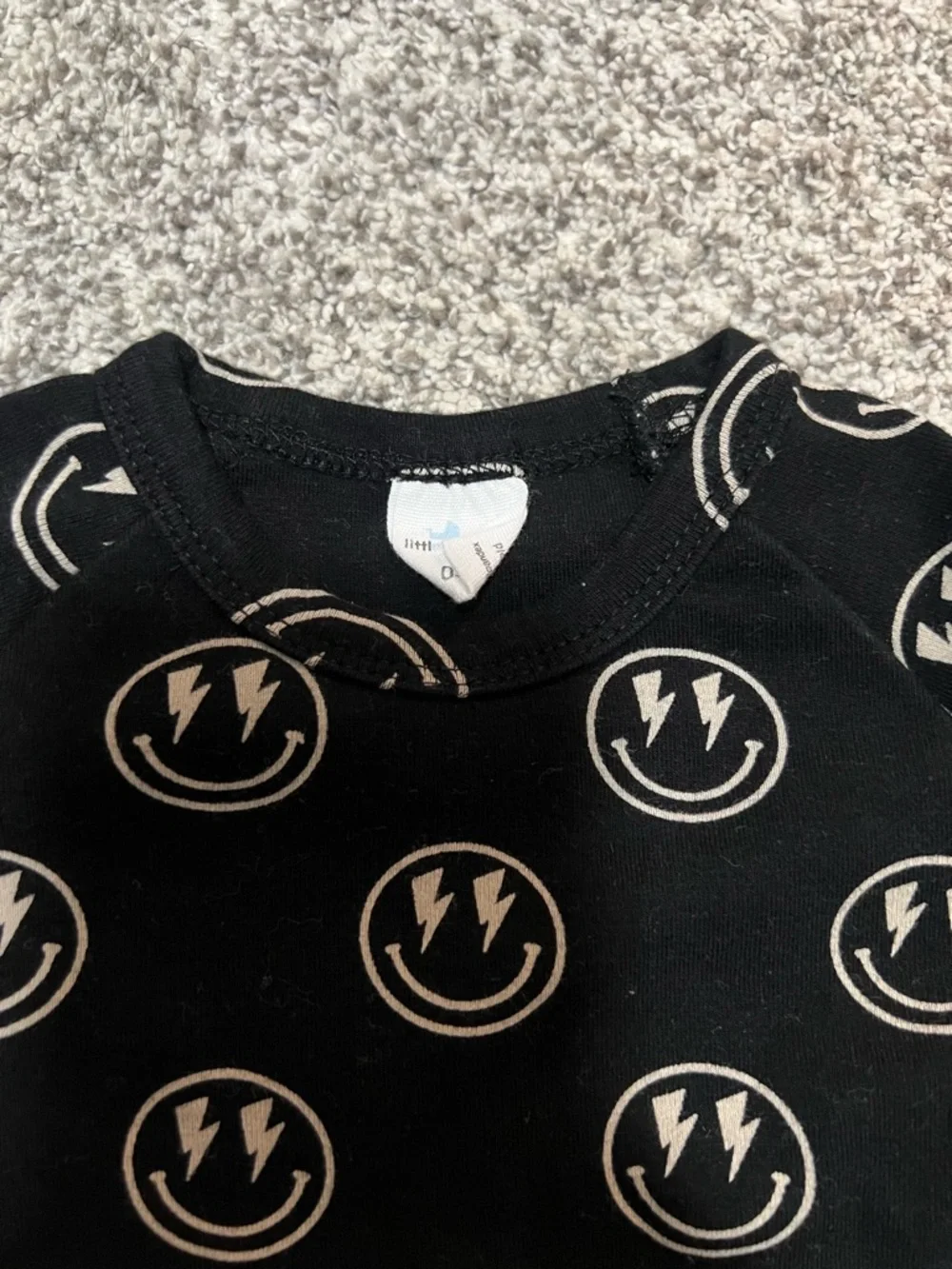 Kids Black Smiley Face Set - Soft Two-Piece daywear - Picture 3 of 3